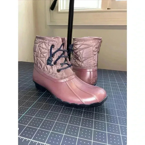 Sperry Other - Sperry Girls Size 4M Saltwater Metallic Rose Pink Quilted Rain Duck Boots. New